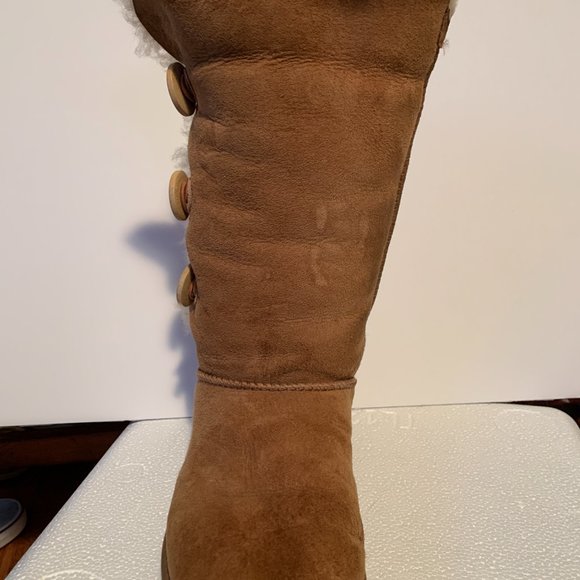UGG Bailey Button Triplet II Tall Shearling-lined Boots Chestnut Size 7 - Picture 7 of 9